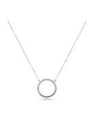 Millenne Minimal Circle Studded Cubic Zirconia White Gold Necklace with 925 Sterling Silver