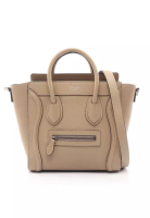 CELINE Pre-Loved Celine luggage nano shopper Handbag leather Gray beige 2WAY