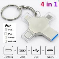 4 In 1 Type-C OTG USB Flash Drive 2TB 3.0 Pendrive 1TB USB Stick หน่วยความจำ256GB สำหรับ  Android PC 512 GB