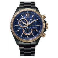 CITIZEN星辰 GENT S系列 光動能電波三眼計時腕錶 禮物推薦 畢業禮物 45mm/CB5837-88L