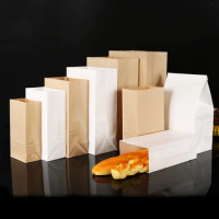 25/50/100Pcs Kraft paper bag wholesale white brown packaging paper bag Christmas wedding kraft paper gift bags can be customized