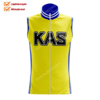 2023 Retro KAS Mens Windproof Lightweight Wind Vest Cycling Vest Race Road Cycling Jersey Sleeveless MTB