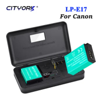 LPE17 LP E17 LP-E17 Camera Battery+Storage Box LCD Dual Charger for Canon EOS 200D M3 M6 750D 760D T6i T6s 800D 8000D Kiss X8i