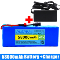 48v lithium battery 58000mAh 1000w 13S3P Li ion Battery Pack For 54.6v 750W 1000W BAFANG Kit built-in 20A BMS With Charger