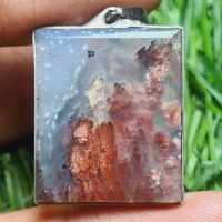 Natural Liontin Batu Akik Kristal Motif Gambar Karang Laut Merah Antik