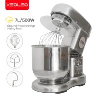 XEOLEO Electric Planetary Stand Mixer for Kitchen Cuisine Food with Bowl Cover Hook Whisk Commercial Processor Stainless Steel