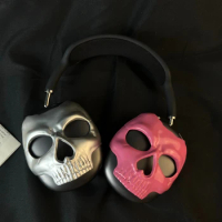 ECHOME Original Airpods Max Cases Cover Silver Skull Protective Cover 3D Printed Earphone Case Decorative Earphone Accessories