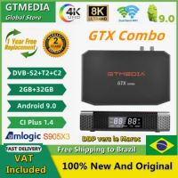 GTMEDIA GTX Combo TV Box 4K 8K Android 9.0+DVB-S2/T2/C2 2G+32G Support CA&amp;CI Plus1.4, SATA-HDD, BT4.1 Satellite Receiver Decoder