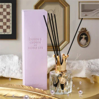 90ml Crown Reed Diffuser with Sticks, Scented Diffuser Air Freshener, Glass Aroma Oil Diffuser for Home Bedroom Bathroom Office
