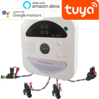 WiFi Smart Indoor 4 Station WiFi Sprinkler System Irrigation Controller Water TimerCompatible with Alexa Google Tuya