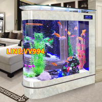 子彈頭魚缸客廳家用中型水族箱玻璃1.2米1.5米生態落地屏風魚缸【一見傾心】
