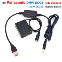 5V USB Power Cable+DMW-DCC8 BLC12 Full Decoded Dummy Battery For Panasonic G80 G81 G85 G5 G6 G7 GX8 FZ200 FZ300 FZ2000 FZ1000