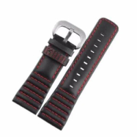 28mm watchband for Seven Friday strap Italian Genuine Leather Black Red sewing line M/P/S Series Men Watch band buckle