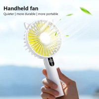 Handheld Fan USB Charging Portable silent 5 Speed Adjustable refrigeration machine With Led Digital display Night Light Cooling