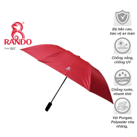 Dù Gấp RANDO, Ô Dù Cầm Tay Gấp 2 Tự Động 1 Chiều, Dù 8 Múi, Chất Liệu Vải Bền Bỉ, Chống Nắng, Chống 