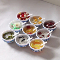 Mini Simulation Chinese Tradition Food Resin Miniature Mung Bean Soup Red Date Porridge Food Theme Micro Landscape Decoration