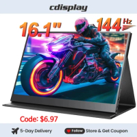 Cdisplay 16.1" 144Hz Portable Monitor 1080P FHD IPS USB-C Mini HDMI Laptop Secondary Screen for Switch Xbox PS5 PS4 PC Gamer