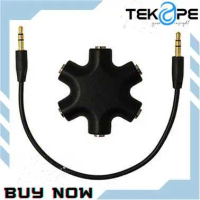 6 Way Ports Male to 5 Female Audio Earphone 3.5mm Jack Splitter - TKP speaker accessories