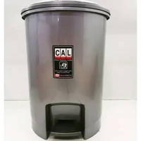 Tempat Sampah Abu Silver Injak + Ember Plastik Awet Kuat Tebal Shinpo Kapasitas 12 Liter 12L Tong Sa