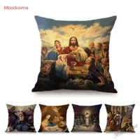 Bible Story Religion Jesus Christ Oil Painting Renaissance Christian Home Decoration Art Cushion Cover Virgin Mary Pillow Case