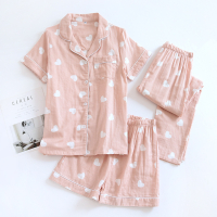 Ol [stok sedia] Wanita 100% kapas kasa pendek/lengan panjang seluar pendek/seluar piyama Set Baju Ti