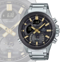 【CASIO 卡西歐】EDIFICE 智慧藍芽連結 賽車設計圓形雙顯錶(ECB-30DB-1A9)