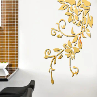 DIY Flower Tree 3D Mirror Decorative Wall Sticker Home Salon Wall Decor Bedroom Living Room Decoration Wall Art Poster