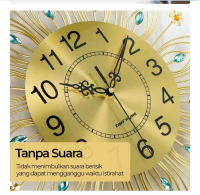 Diskon Sale Jam Dinding 3D Luxury Diamond Golden Geometric Jam Besar Diamond Golden Alarm Wall-Mount