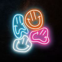 Distorted Smile Face Neon Sign Multi Color Home Wall Light Art Led Neon Sign สำหรับห้องนอน Wall Decor Wall Decor