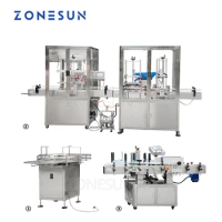 ZONESUN Automatic Desktop Glass Perfume Alcohol Hydrogen Peroxide Cosmetic Bottle Capping Filling Labeling Packing Machine
