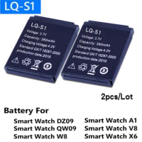 2PCS LQ-S1 3.7V Rechargeable Li-ion Polymer Battery For Smart Watch HLX-S GJD DJ-09 AB-S1 M9 FYM-M9 JJY-S1 DZ09 QW09 W8 A1 V8 X6
