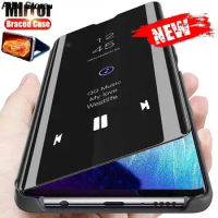 Smart Mirror Leather Flip Case For Samsung A05 A05s A15 4G A25 A35 A55 5G Magnetic Book Stand Coque On Galaxy A 05 15 25 35 55