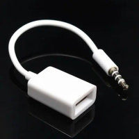 Lot 10pcs Banggood White USB Female to AUX 3.5mm Male Cable Plug Jack Converter Dual Track Audio Stereo Headphone Cord