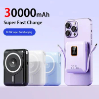 30000mah Magnetic Power Bank 22.5W Super Fast Charging Wireless Charger Portable Powerbank For Iphone Samsung Huawei Xiaomi