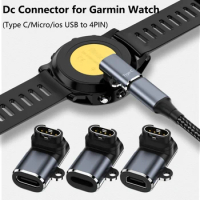 Type C/Micro/IOS USB to 4pin Charger Adapter Connector for Garmin Fenix 7/6/5/7X/6X/5X/ Venu 2 plus Watch Charging Converter
