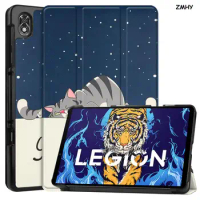 For Lenovo Legion Y700 8.8inch 2022 Tablet Case PU Smart Shell Stand Cover for Lenovo Legion Y700 Tri-fold Caster Hard Shell