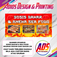 Banner Spanduk Sosis Bakar & Sea Food, Spanduk Banner Sosis Bakar Sea
