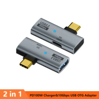 2-in-1 OTG Converter with Type C 100W PD Fast Charging Fast Charging Converter 10Gbps Data Transfer for iPhone 15 Tablet Macbook