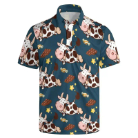 Funny Polo Shirt For Men Summer 3D Print Leaves Flower Short Sleeve Golf Polo Shirts Oversized Stree