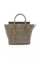 Celine 二奢 Pre-loved Celine luggage micro shopper Handbag tote bag leather Gray brown