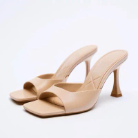 [Bee's Shop] Giày cao gót new chất da lì xịn cao 8p quai vuông