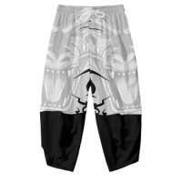 Men Samurai Dragon Print Harem Pants Japanese Hip Hop Pants Loose Elastic Waist Cosplay Trousers Streetwear