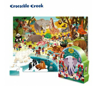 《美國 Crocodile Creek》博物館造型盒學習拼圖-動物園 48片 東喬精品百貨