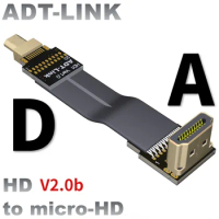 ADT FPV Standard A-D Micro HD-Compatible Extension Cable Mini-HDMI Micro-HD V2.0 A Type To D Type Shielded FPC Flat Ribbon Cable