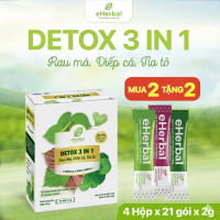[COMBO 2 TẶNG 2] Detox 3in1 eHerbal Rau Má Diếp Cá Tía Tô (4 hộp 84 gói) - Thiên Nhiên - An Toàn - L