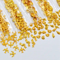 1 Pack 3D Mix Shape Gold Snail Seabirds Jellyfish Hippocampi Metal Stud Nail Art Rhinestones Gems Decorations DIY Salon Tip 10#