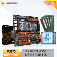 HUANANZHI X99 F8D LGA 2011-3 XEON X99 Motherboard with Intel E5 2696 V3*2 with 8*32GB DDR4 RECC memory combo kit NVME SATA