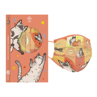 【華淨醫材】慵懶貓咪休閒款(成人醫用口罩 10入/盒)