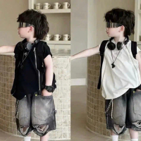 (Bbkids) BỘ JEAN DÂY KHOÁ KÉO BÉ TRAI CÁ TÍNH THỜI TRANG TRẺ EM MÙA HÈ SIZE 8-26kg