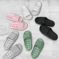 【寢室安居】EVA厚底排水拖鞋-42-43-黑色(輕量/防滑止滑/室內拖鞋/浴室拖鞋)